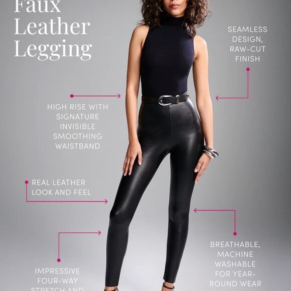 Black Commando faux leather Boot tights in size Medium knee high boot pants - Picture 11 of 11